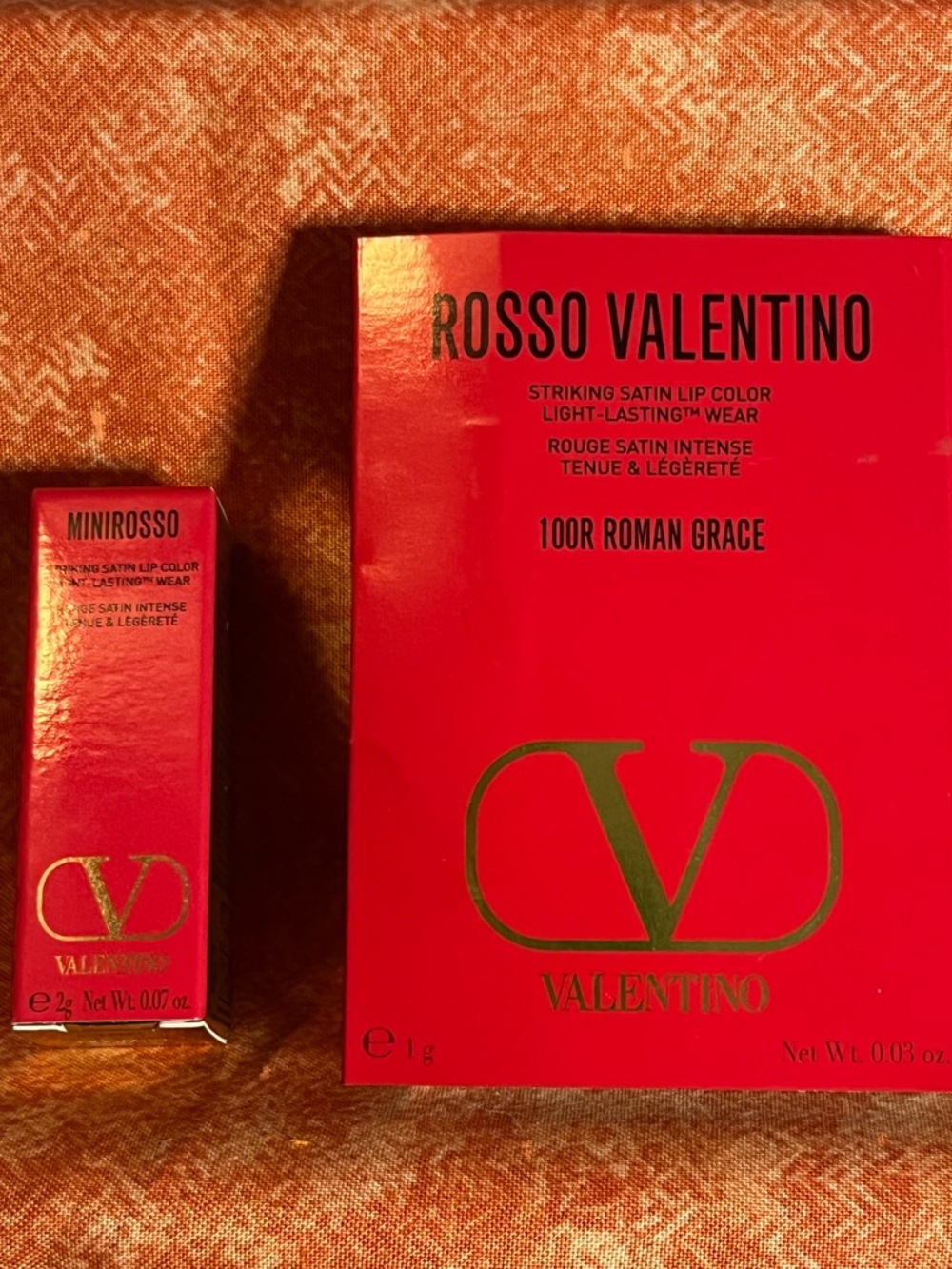 Valentino Mini Rosso Satin Lipsticks: Roman Grace (pink) & Rosso Valentino (red)